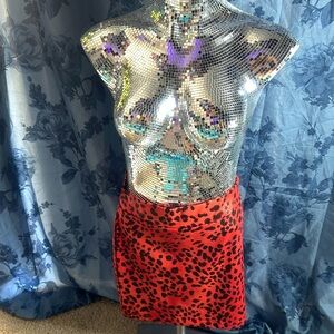 Red cheetah mini skirt